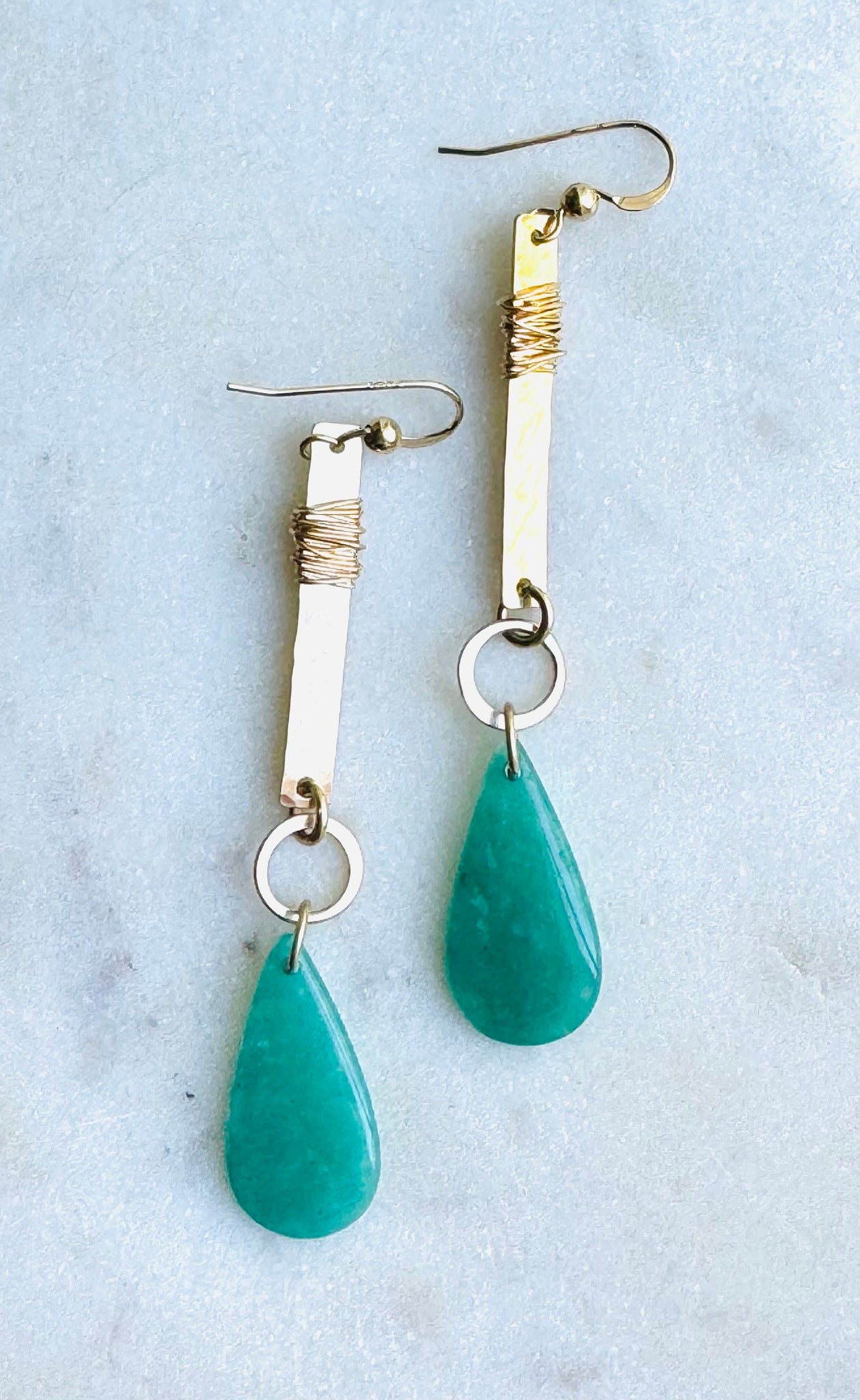 Gold Filled Peruvian Amazonite Earrings