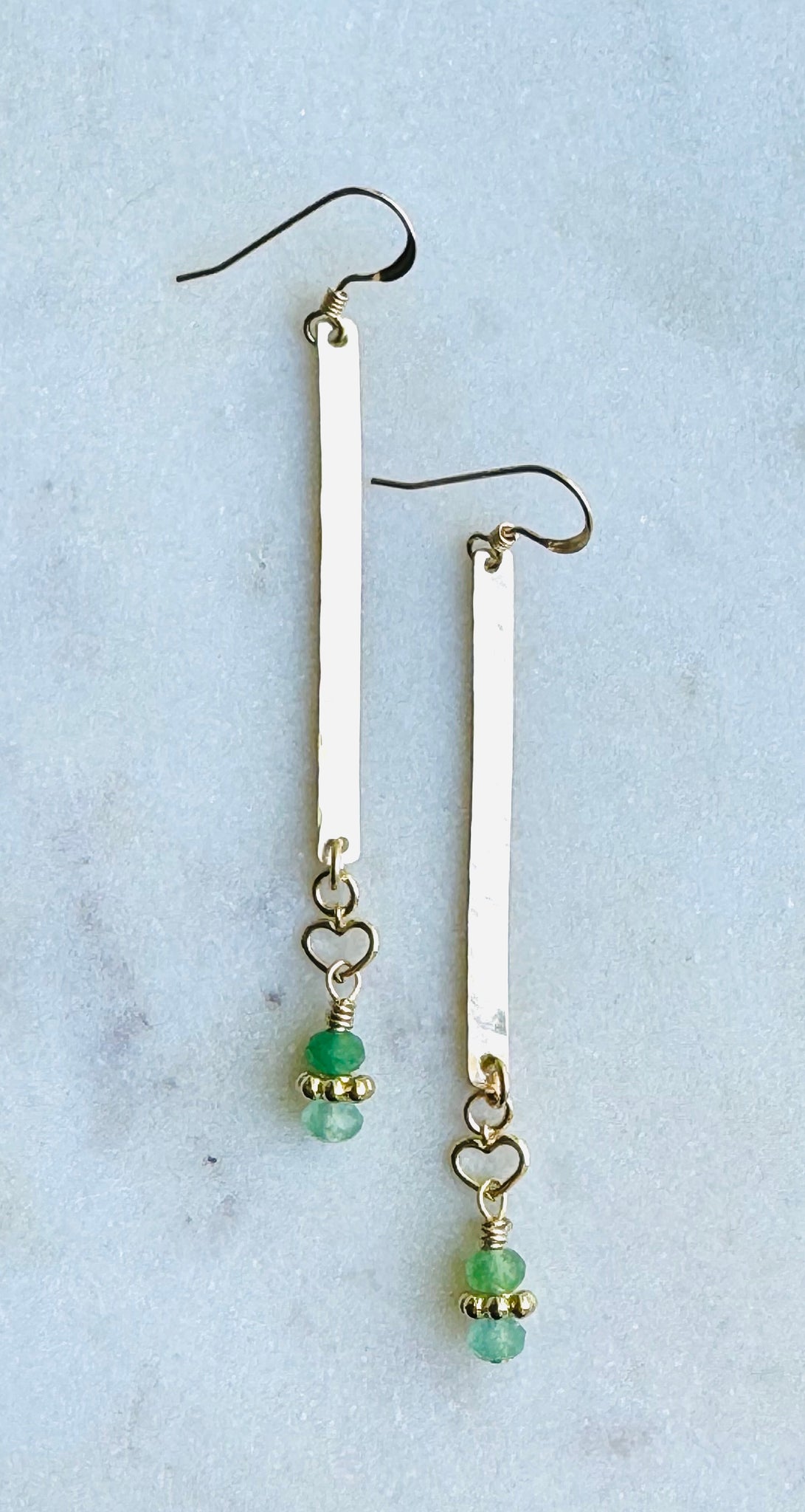 Gold Filled Bar & Heart Earrings