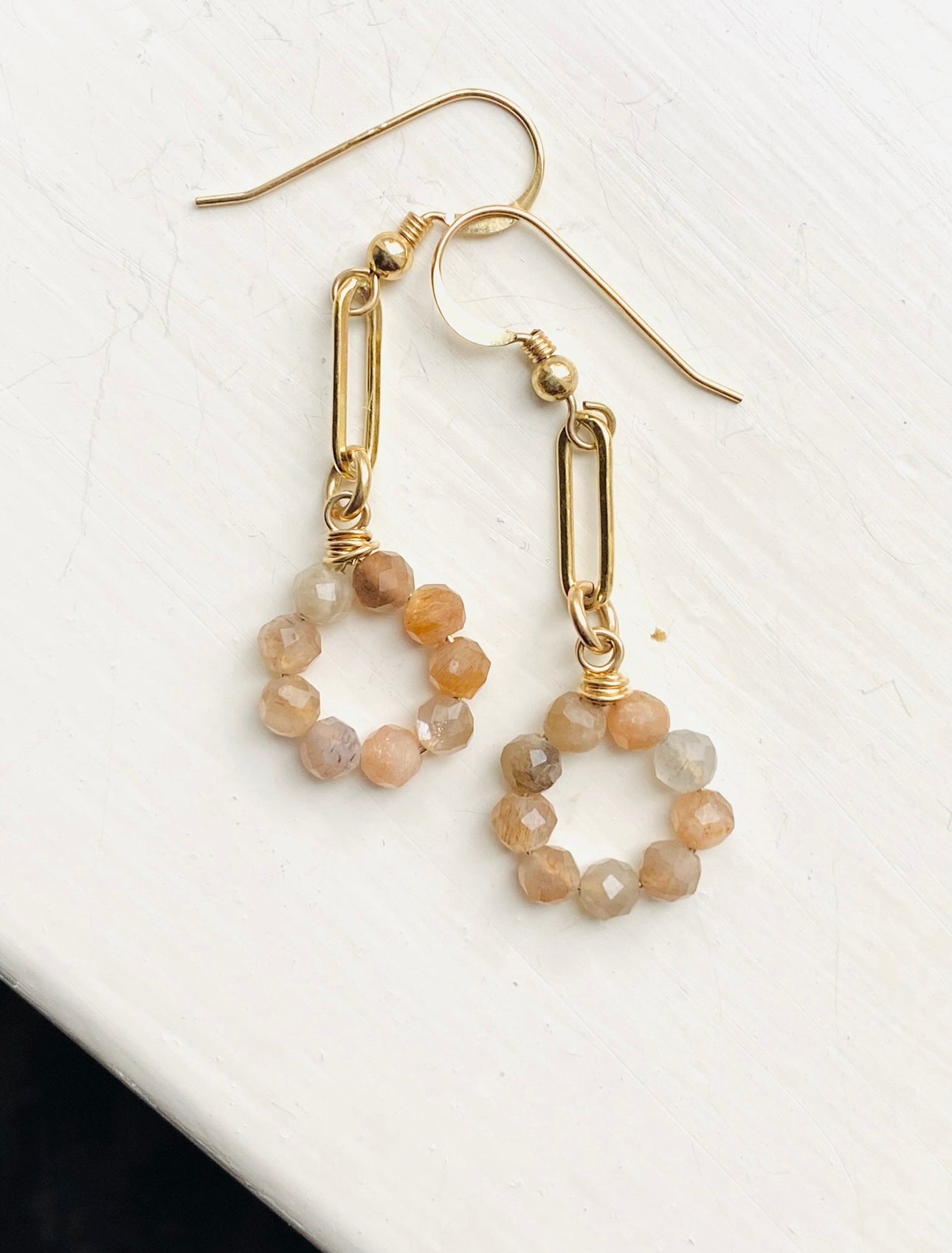 Gold Filled Stones Circle Earrings