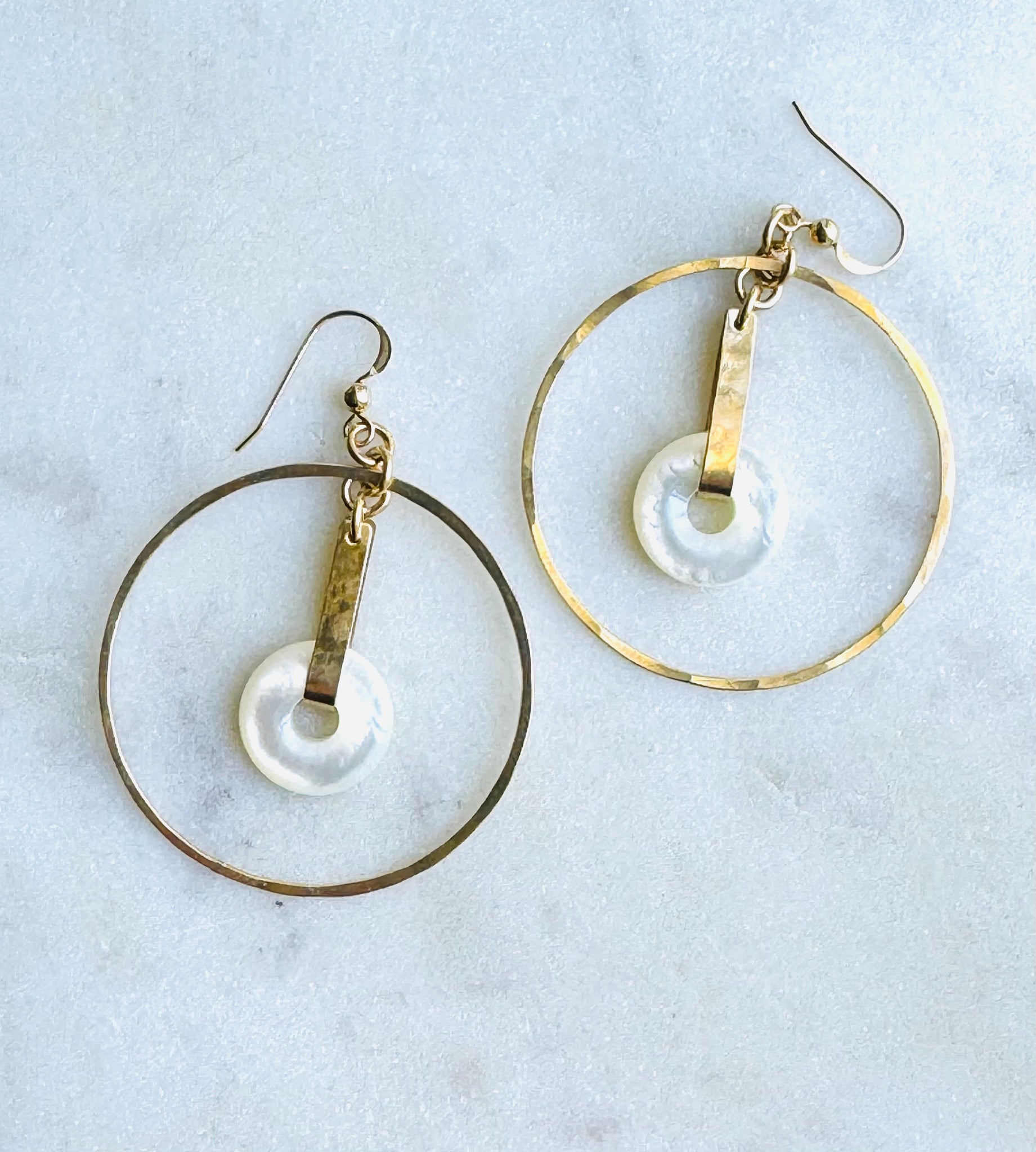 Gold Filled Pearl Donut Earrings