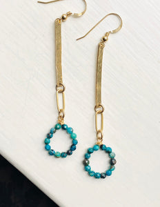 Gold Filled Bar & Circle Earrings