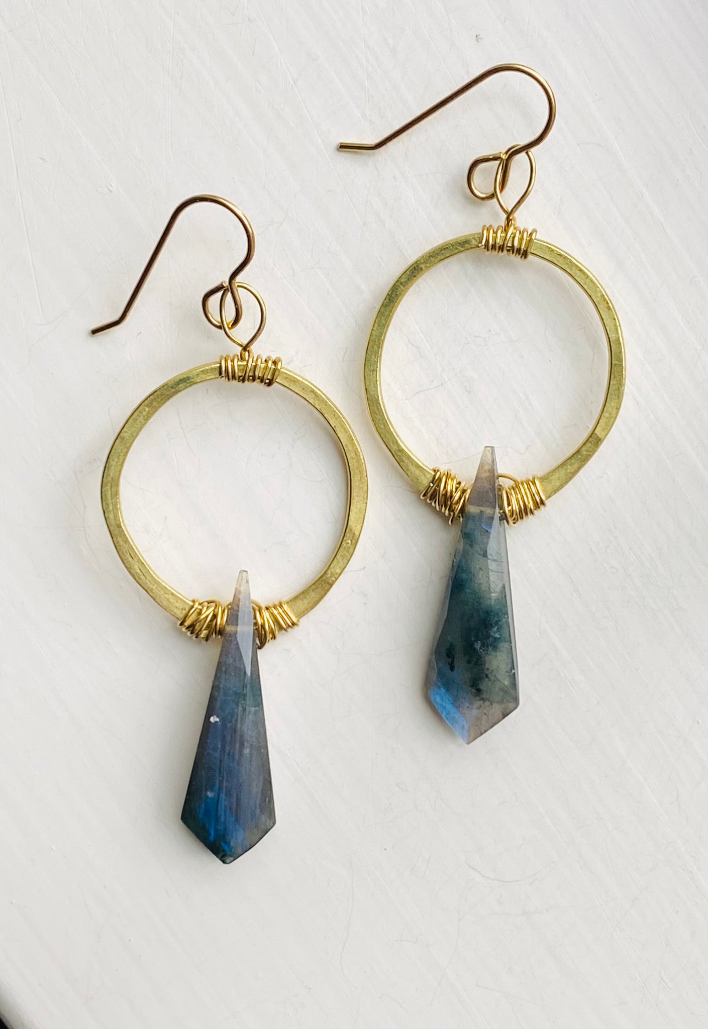 Hammered Hoop & Lab Earrings