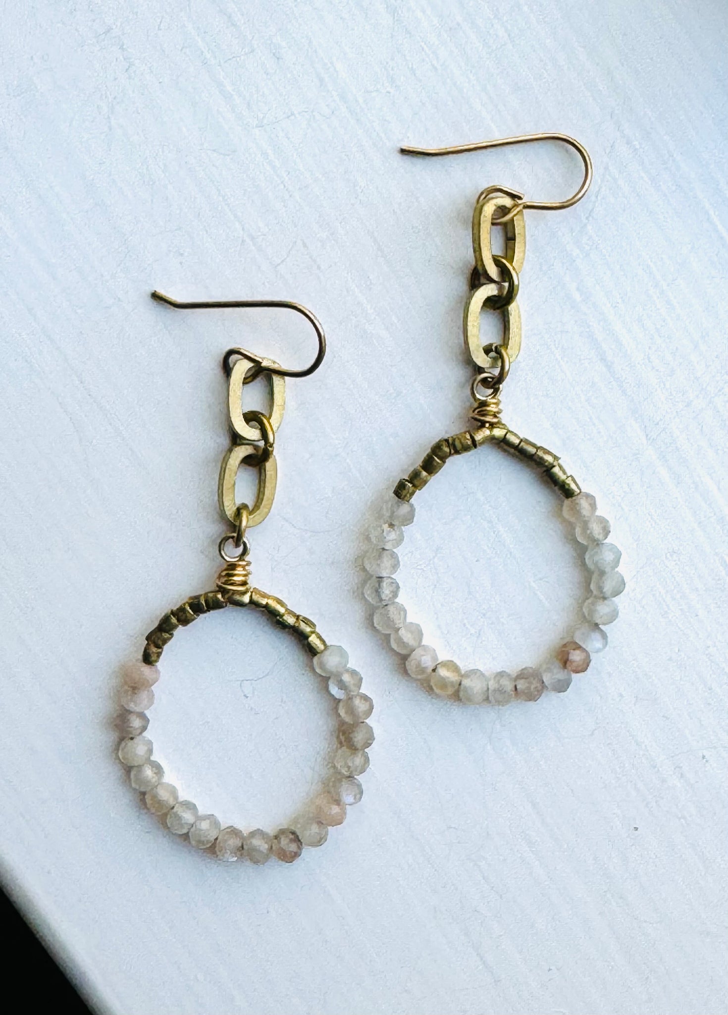 Double Oval & Stones Circle Earrings