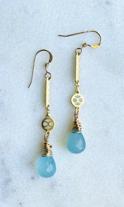 Gold Filled Chalcedony Drop Earrings