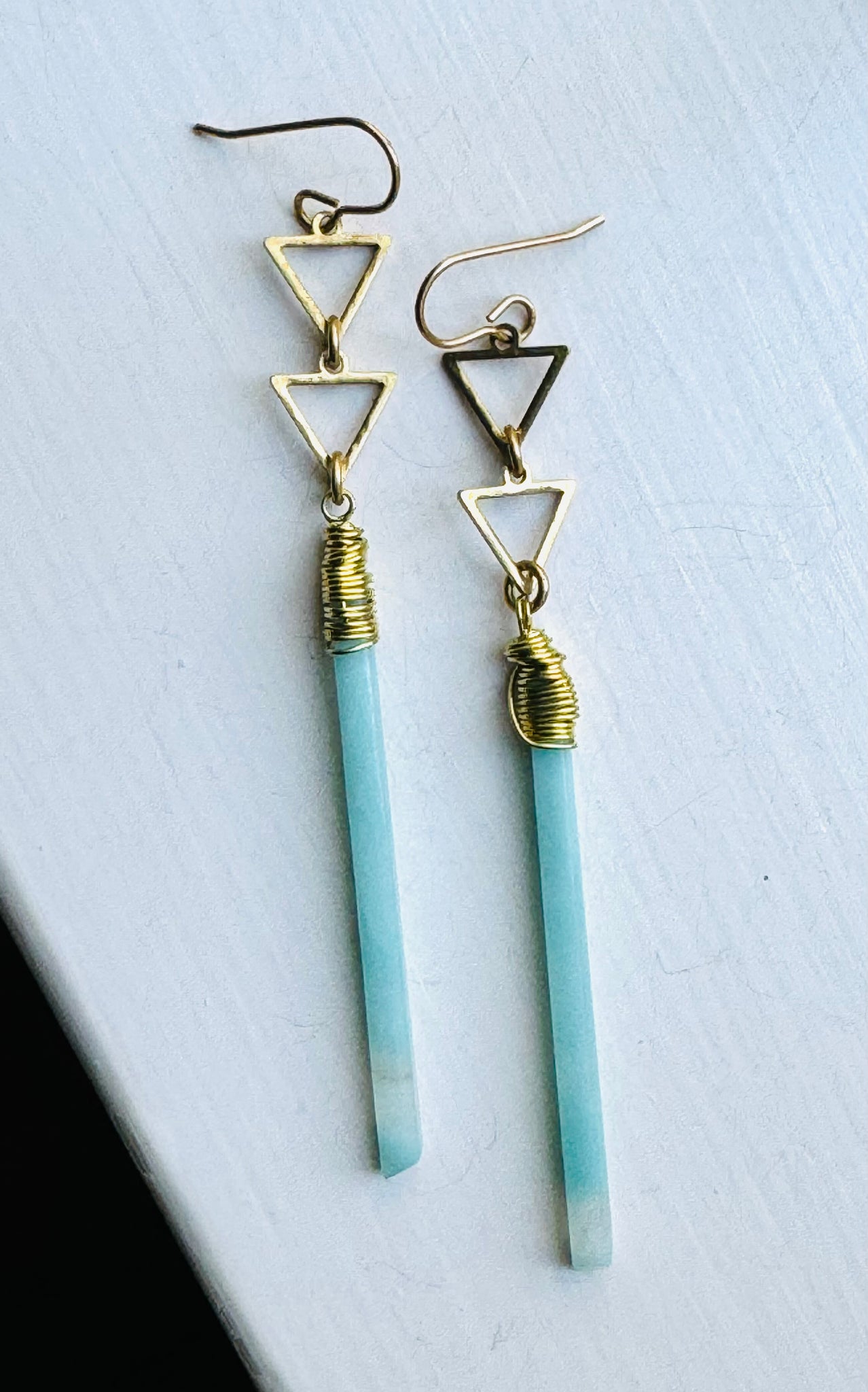 Double Tri & Stick Stone Earrings