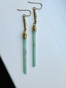 Wrapped Bar & Stick Stone Earrings