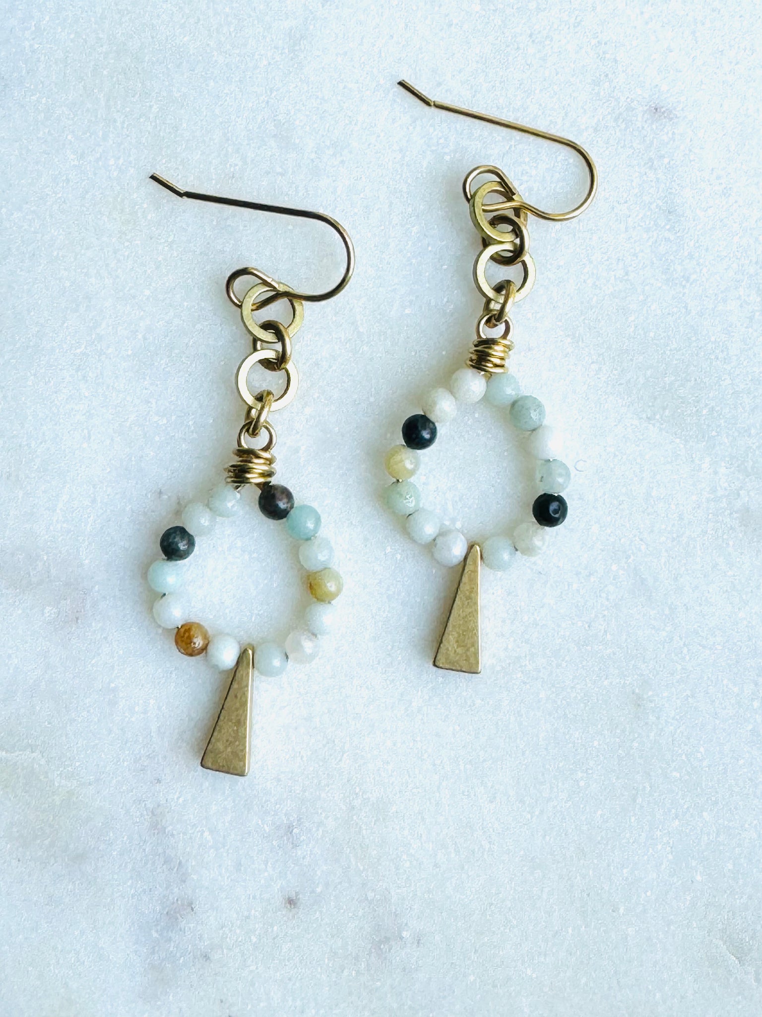 Amazonite Stone Circle Earrings