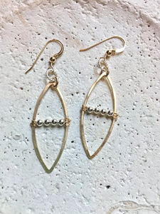 Sterling Twist Ring, Marquis & Ball Bar Earrings